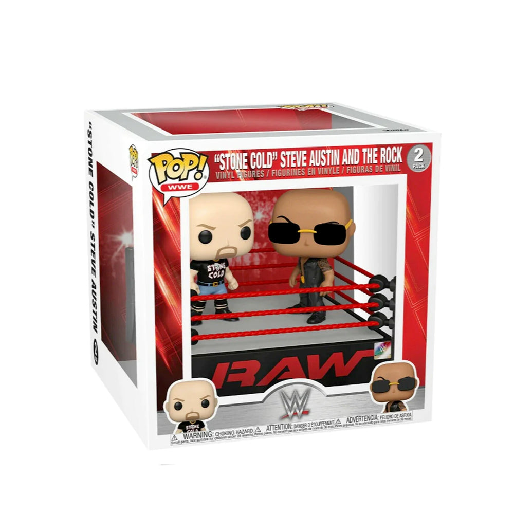 Funko Pop! The Rock vs Stone Cold in Wrestling Ring - WWE Moment: Action Figure # Pack 2