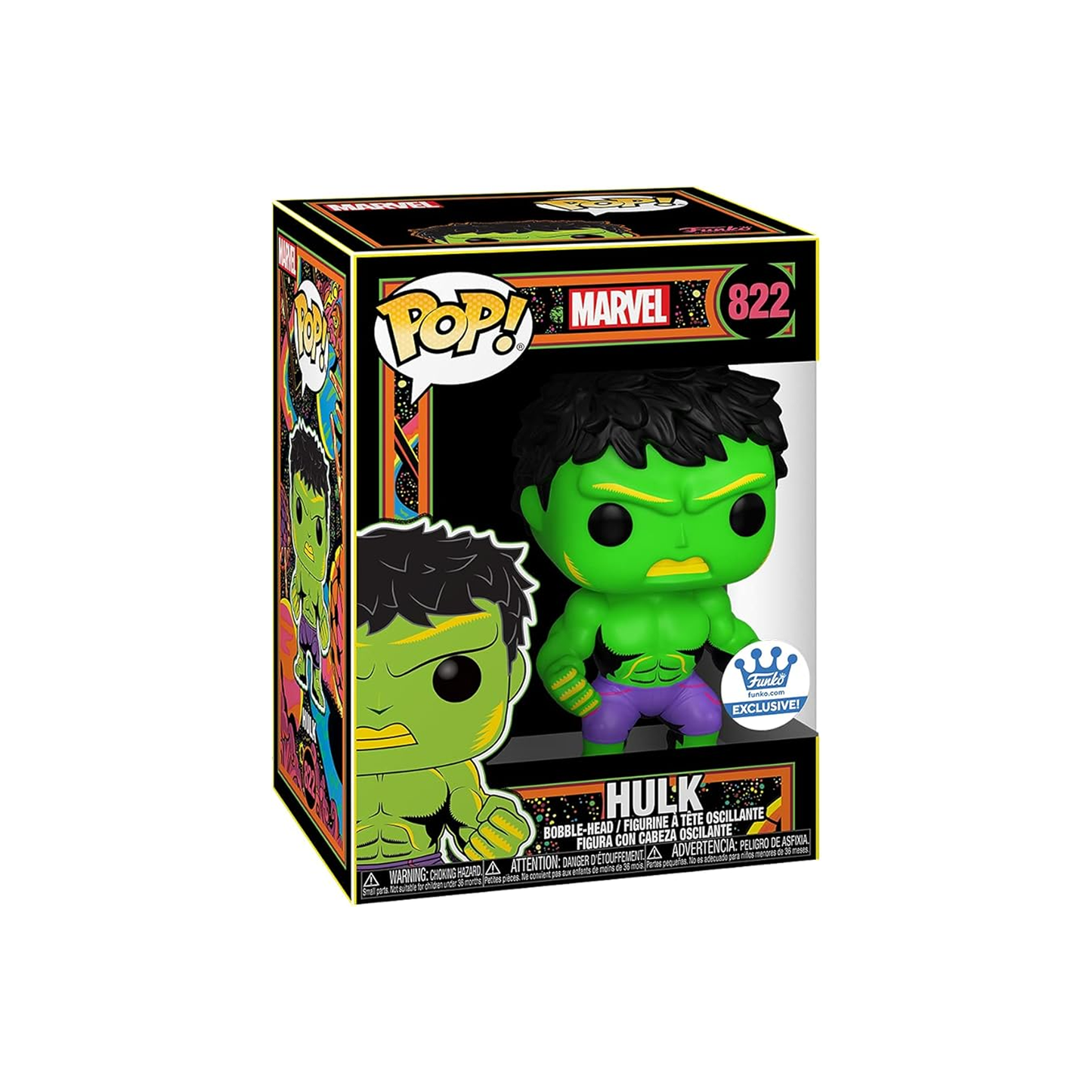 Funko Pop! Marvel Hulk (Black Light) Funko Shop Exclusive Figure #822 (Exclusive Collection)