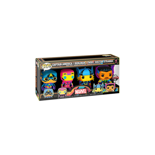 Funko Pop! Marvel: Blacklight - Captain America, Iron Man, Thor & Doctor Strange 4-Pack Action Figure