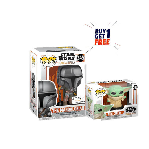 Funko Pop! Star Wars: The Mandalorian - Mandalorian (Chrome), Amazon Exclusive#345 [ Buy One Get One Free ]
