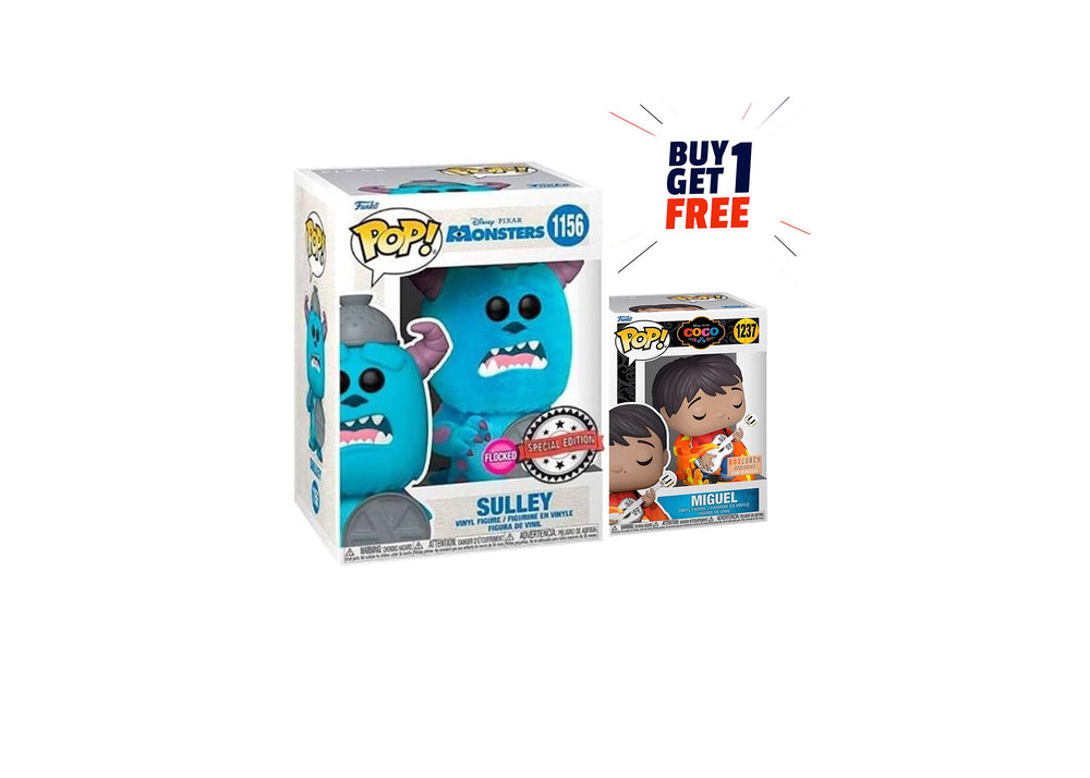 Disney: Monsters Inc 20th - Sulley + Lid, Amazon Exclusive (Flocked) Action Figure Funko Pop! [Buy 1 Get 1 Free]