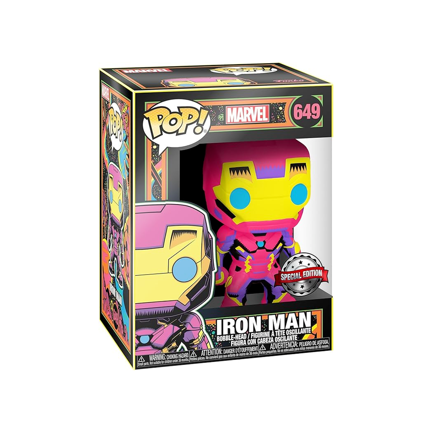 Marvel Black Light Iron Man Multicolour Avengers Action Figure Funko Pop!