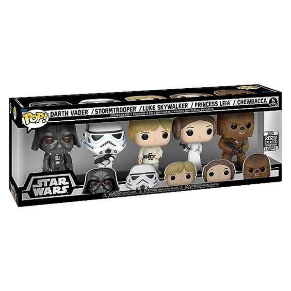 Funko Pop! Vinyl: Star Wars - Darth Vader, Stormtrooper, Luke Skywalker, Princess Leia and Chewbacca - 5 Pack (Shared Galactic Convention, Amazon Exclusive), Multicolor