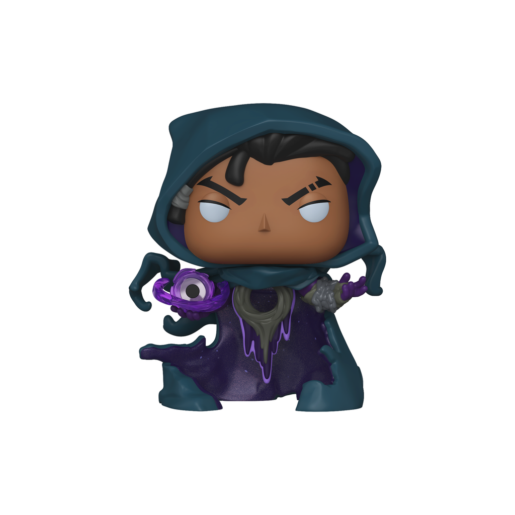 Funko Pop! Cloak from Marvel Rivals, a hooded figure in a teal cloak holding a swirling purple orb – DrCollectible