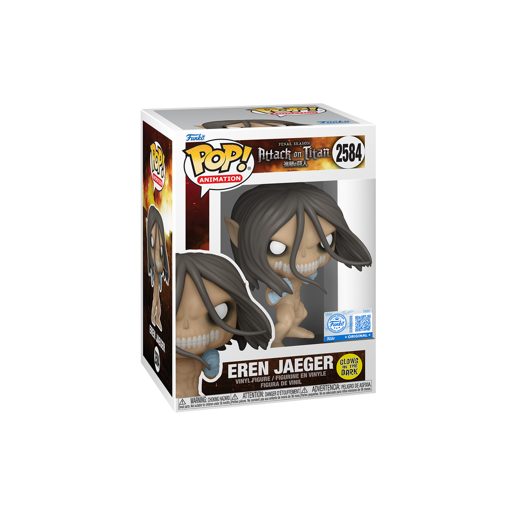 Funko Pop! Eren Jaeger (Attack Titan Form) (Glow) #2584 in window display box – DrCollectible