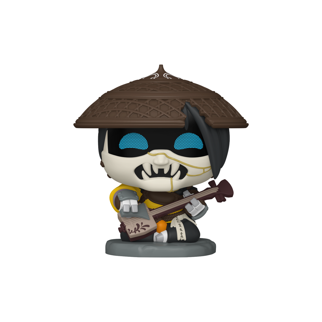 Funko Pop! Ezo Onryō #1306 from Astro Bot, a seated bot with a straw hat, fanged mask and shamisen – DrCollectible