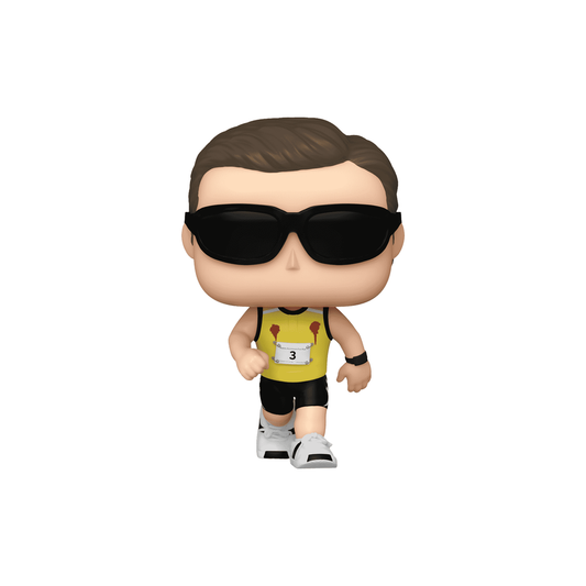Funko Pop! Fun Run Andy #1393 from The Office, wearing a yellow running vest with bib number 3 and black sunglasses – DrCollectible
