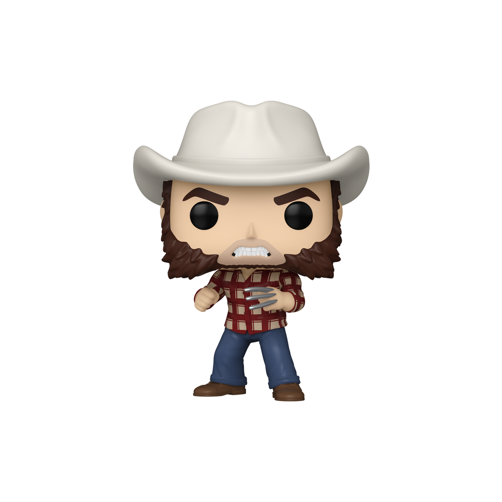 Funko Pop! Logan (Wolverine) #1396 in a cowboy hat and plaid shirt with claws out – DrCollectible