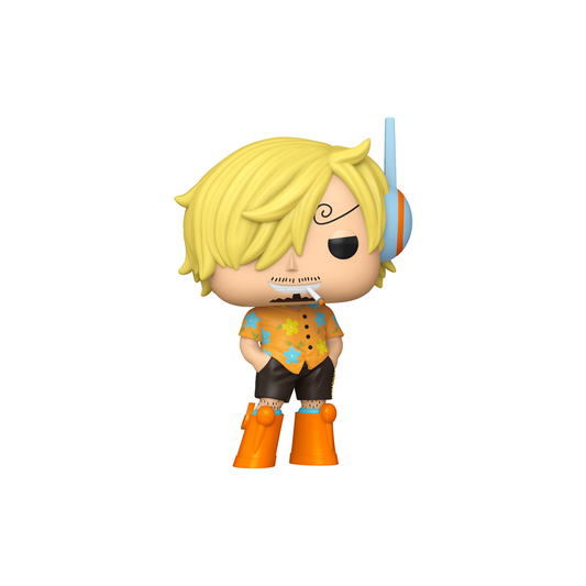 Funko Pop! Sanji (Egghead Arc) #2167 from One Piece, in a floral shirt with a headset and cigarette – DrCollectible
