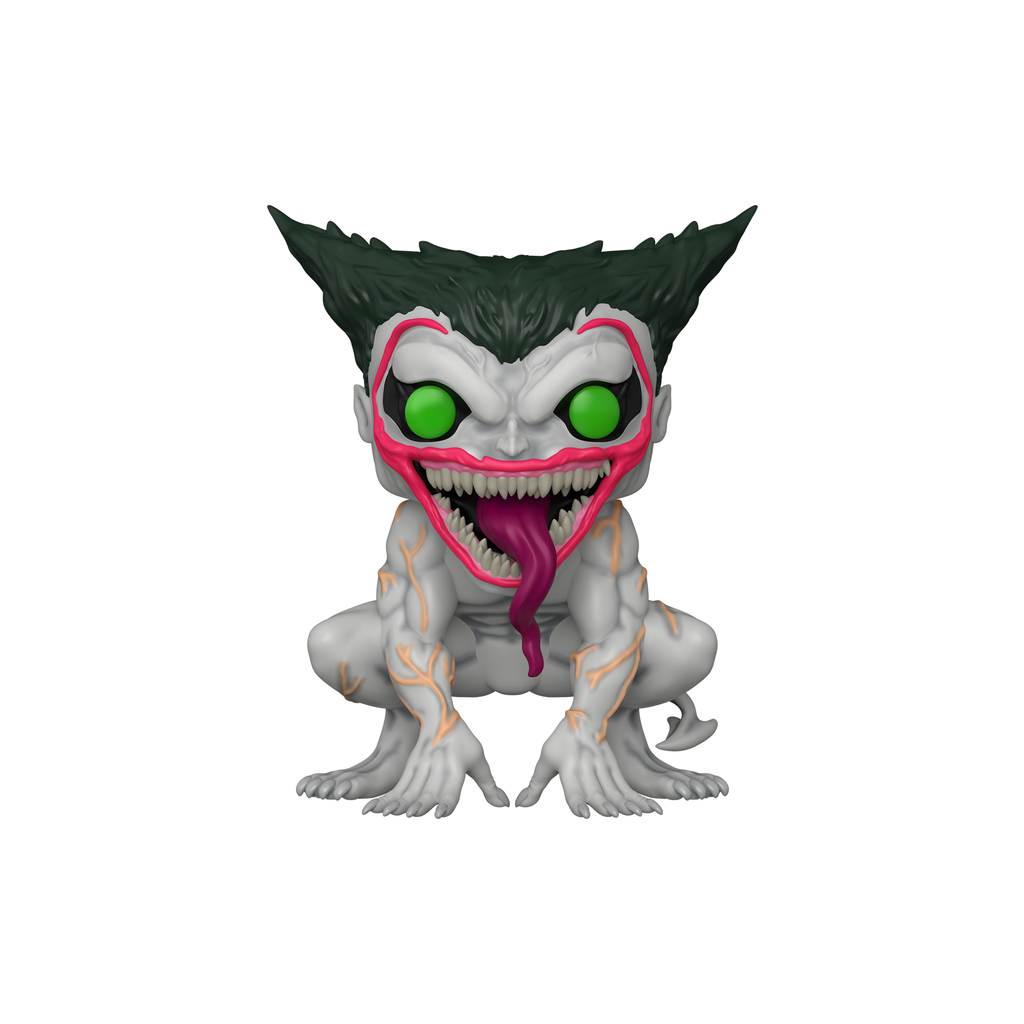 Funko Pop! Super The Absolute Joker #660 crouching with green eyes and a long magenta tongue – DrCollectible