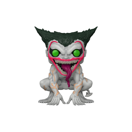 Funko Pop! Super The Absolute Joker #660 crouching with green eyes and a long magenta tongue – DrCollectible