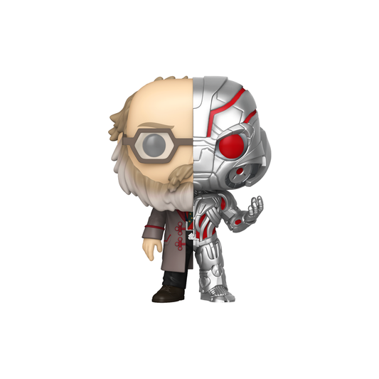 Funko Pop! Ultron (Split) #1652 from Marvel VisionQuest, half bearded man in grey coat and half silver robot with red details – DrCollectible