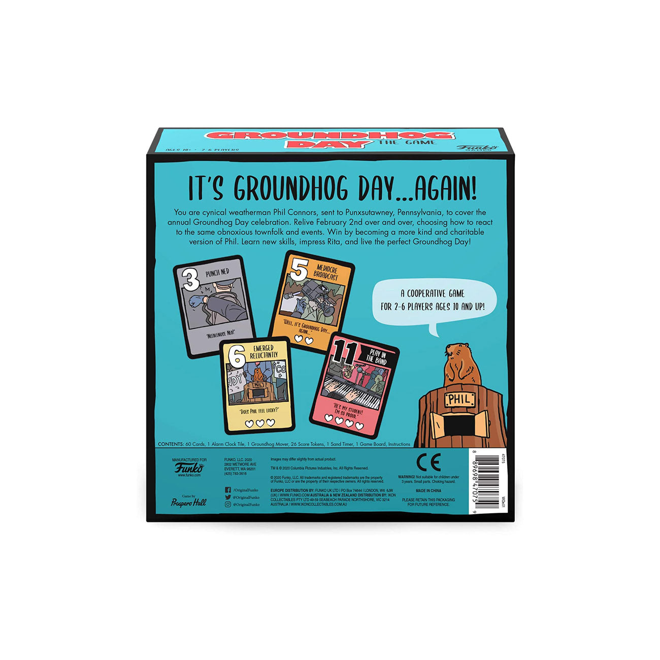 Funko Games: Groundhog Day - The Game, with Flocked Punxsutawney Phil Pop! Figure, Amazon Exclusive Game and Pop!