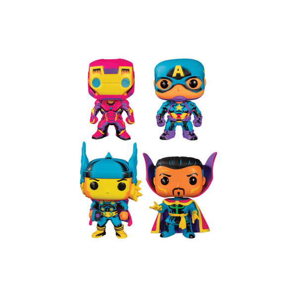 Funko Pop! Marvel: Blacklight - Captain America, Iron Man, Thor & Doctor Strange 4-Pack Action Figure