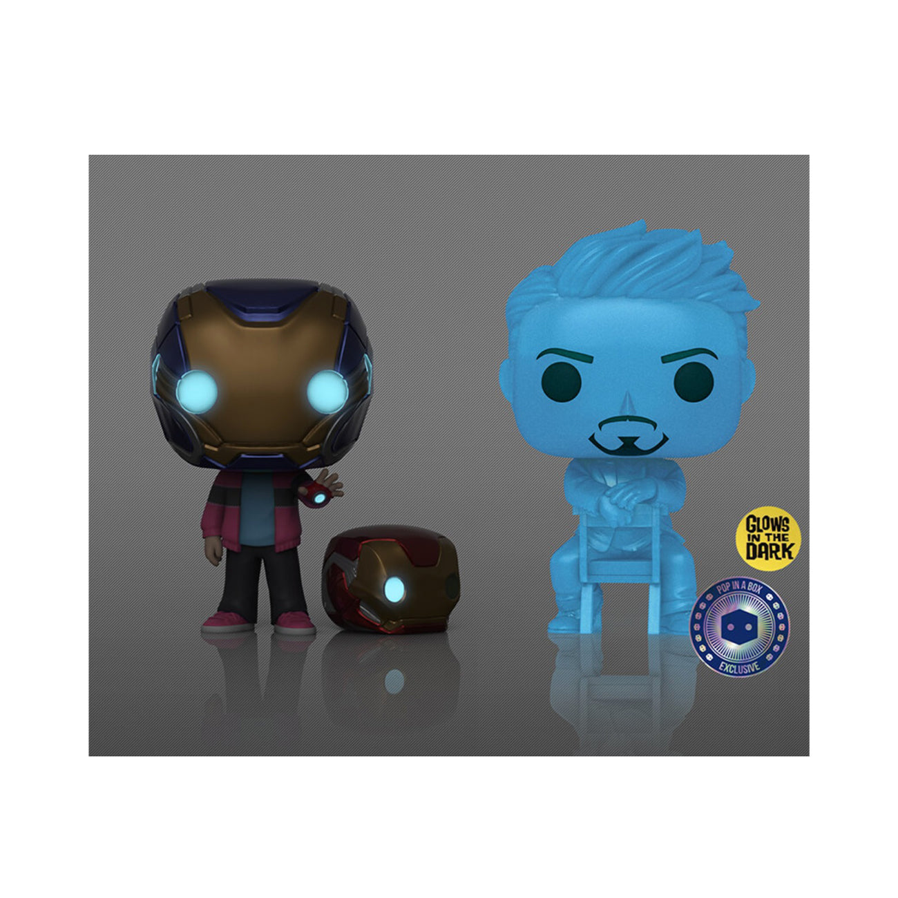 PIAB EXC Marvel Morgan & Hologram Tony Stark with Helmet EXC  Pack of 2 Funko Pop